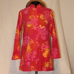 Batik Tie Dye Colorful Jacket/Tunic/Coverup/Mini by Su Placer Sz Sm